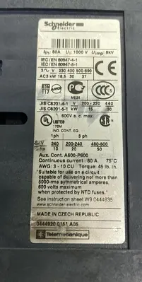 New | in-Stock SCHNEIDER ELECTRIC LC1D65004 Miscellaneous Equipment (Electrical & Power) Ohio US | Surplus Asset Holdings #1236938