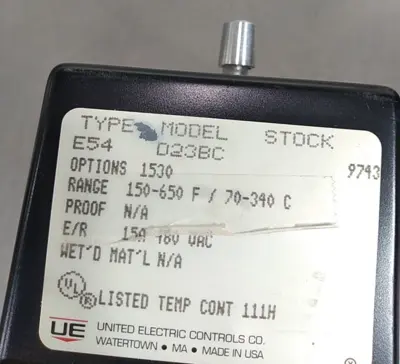 UE F54-D23BC Temperature Switch: 150° to 650° F Loc4D29