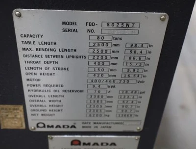 AMADA FBD 8025NT Brakes (Press Brakes) | Mohawk Machinery (4)