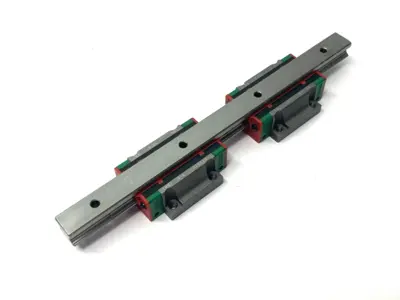 USED HIWIN LINEAR GUIDEWAY BLOCK AND RAIL, 2-BLOCKS, 220MM RAIL