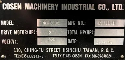 1997 COSEN AH260C Saws, Band, Horizontal | Machinery Central (12)