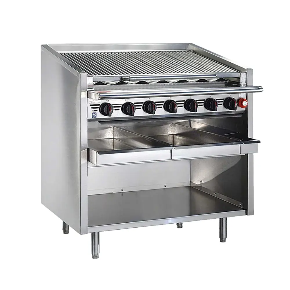Bakers Pride F-36RS 36" Floor Model Gas Charbroiler W/ Stainless Steel Radiants - (7) Burners, Liquid Propane