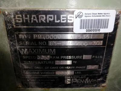 (2) Sharples PM-40,000 (P4600) Super-D-Canter centrifuges, 316SS.