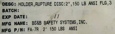 NEW BS&B FA-7R RUPTURE DISC HOLDER 2" FA7R DM-4-0027-092