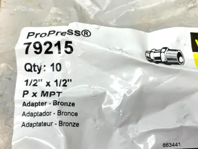New | in-Stock Viega ProPress Adapter, 1/2" x 1/2" Press Conn. x MPT Bronze PACK OF 12 Plumbing Equipment Michigan US | Maverick Industrial Sales #1487320
