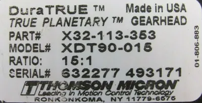 NEW THOMSON MICRON X32-113-353 GEAR HEAD 15:1 XDT90-015 X32113353