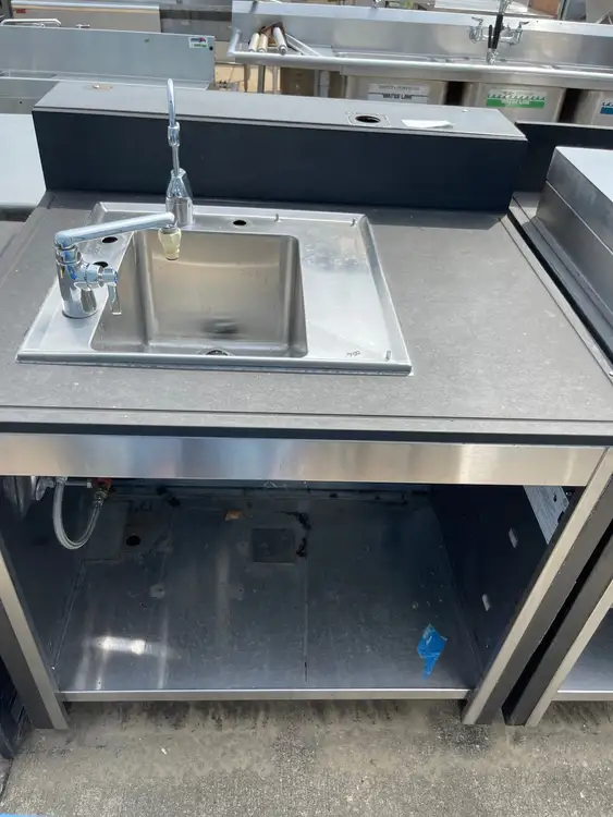 Used Falcon Restaurant Supply Used 38" Composite Table with Sink and 2 Faucets - SS108 Sinks Illinois US | Falcon Restaurant Supply #1375933