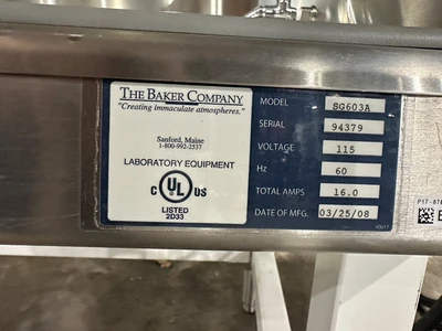 BAKER CO SG603A BIOLOGICAL SAFETY CABINET / H