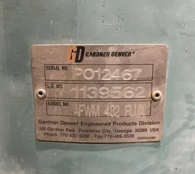 GARDNER DENVER MODEL #AFWM 482 FLUX RECOVERY SYSTEM: YOBRO #24904