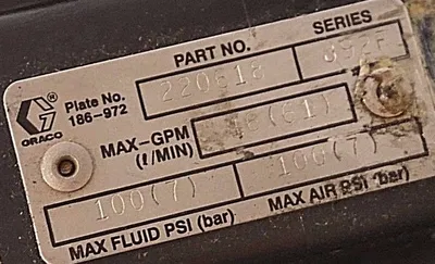 USED GRACO 220618 DIAPHRAGM PUMP SERIES J92F