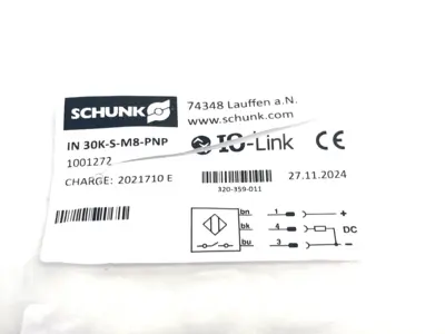 New | in-Stock Schunk Inductive Proximity Switch Short Body 1001272 Proximity Sensors Michigan US | Maverick Industrial Sales #1407078