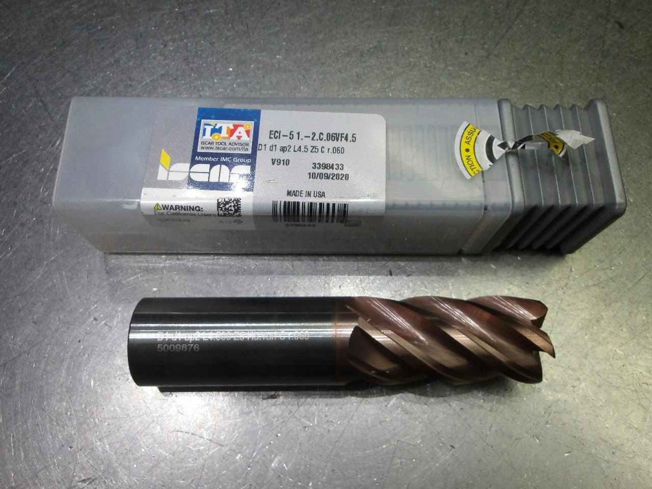 Iscar 1" 5 Flute Carbide CR Endmill 1" Shank .060" R ECI-51.-2.C.06VF4.5 (LOC3668A)