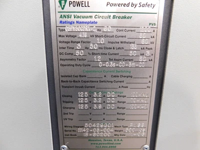 Used Powell NA Circuit Breakers Ohio US | Equipment Recovery Corp. #1330784