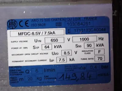 Used ARO MFDC8.5V / 7.5KA Welding Transformers Ohio US | HGR 24 #1133417