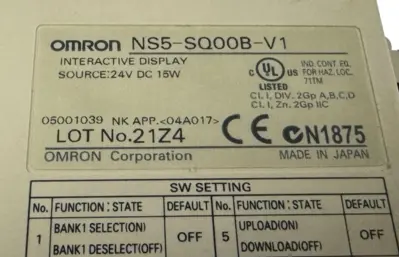 USED OMRON NS5-SQ00B-V1 INTERACTIVE DISPLAY 24VDC 15W 5.7" NS5SQ00BV1