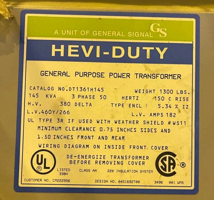 Used GENERAL SIGNAL _UNKNOWN_ Transformers Ohio US | D & H Machinery, Inc. #493414