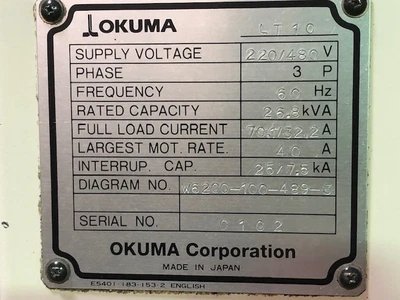 USED 1997 Okuma LT-10M Live Tool