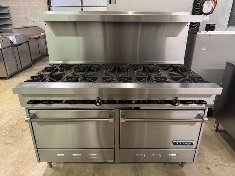 Used US Range Used 60" U.S. Range S-10-2626 Natural Gas 10 Burner Range with 2 Ovens Commercial Ranges Illinois US | Falcon Restaurant Supply #1375333