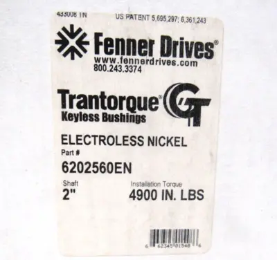 NEW FENNER DRIVES 6202560EN TRANTORQUE KEYLESS BUSHING 2" SHAFT