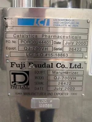 LCI Fuji Paudal model QJ-700VH marumerizer spheronizer