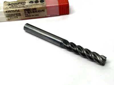 USED ACCUPRO SQUARE END MILL: 3/8" DIA, 1-3/4" LOC, 4 FLUTE, SOLID CARBIDE
