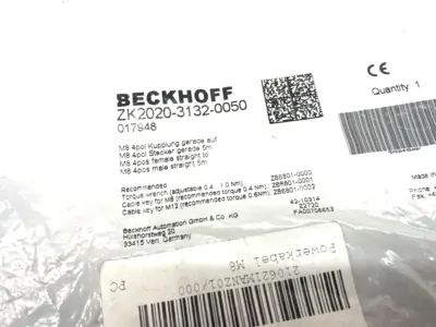 New | in-Stock BECKHOFF DOUBLE ENDED POWER CABLE M8 4-PIN 5M Cable & Wire | Maverick Industrial Sales #1111499