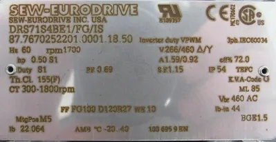 NEW SEW EURODRIVE DRS71S4BE1/FG/IS MOTOR DRS71S4BE1FGIS