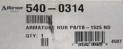 NEW WARNER ELECTRIC 540-0314 ARMATURE HUB PB/TB-1525ND 5400314