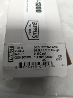 New | in-Stock TRERICE D82LFB2502LA100 Universal Pressure Meters Ohio US | Surplus Asset Holdings #1226095