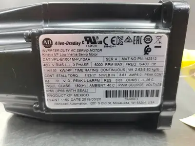 Used Allen Bradley VPL-B1001M-PJ12AA Servo Motors | Palmetto Automation #1155033