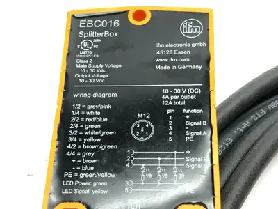 EBC016 | IFM  Wiring Block 5m Cable M12 ZDO4H059MSS0005H11 - New Other