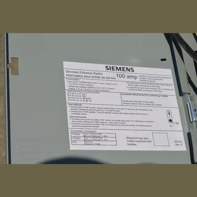 Siemens 100 Amp Fusible Disconnect
