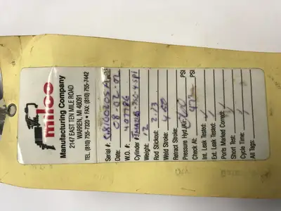 USED MILCO PNEUMATIC WELD CYLINDER