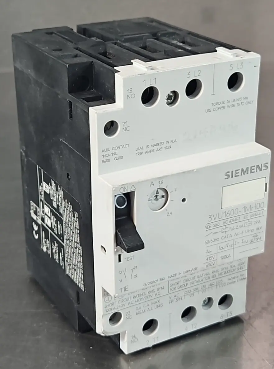 Siemens 3VU1600-1MH00 Manual Motor Stater 600VAC 3-Phase 29A loc4B12