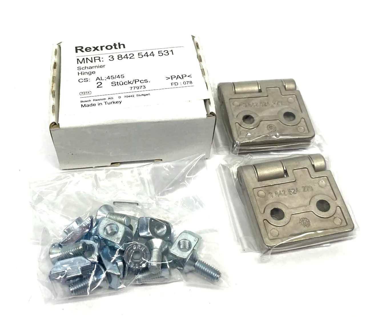 New | in-Stock Bosch Rexroth Robust Aluminum Hinge Set AL 45/45 2-PACK Flooring, Windows, and Doors Michigan US | Maverick Industrial Sales #1454284