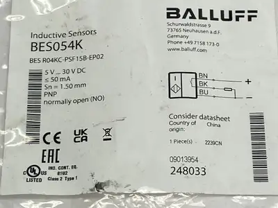 BES054K, BES R04KC-PSF15B-EP02 | Balluff BES054K Inductive Proximity Sensor BES R04KC-PSF15B-EP02 - New Other