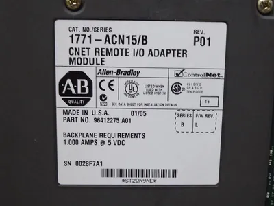 Allen Bradley 1771-ACN15/B PLC-5 CNET Remote I/O Adapter Module Rev. P01 Used