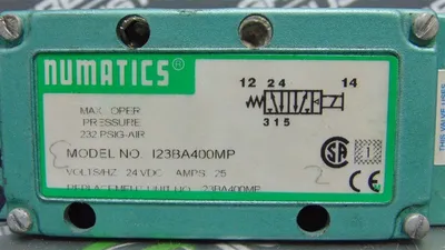 Numatics 123BA400MP Solenoid Valve 232 PSIG 24VDC 25A Single Coil Used