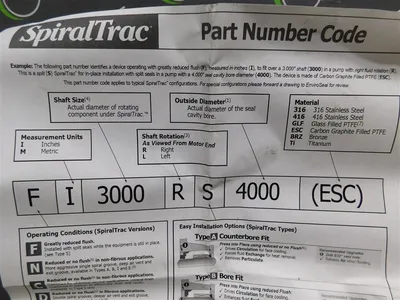 EnviroSeal FI3000RS4250(ESC) SpiralTrac Axially Split Seal Version F Type S New
