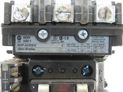 Allen Bradley 500F-AOD930 Sec. C Contactor Size 0 5Hp Starter 3P 120V Coil Relay