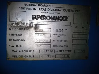 Superchanger Plate Heat Exchanger Model UX-125-SP-60