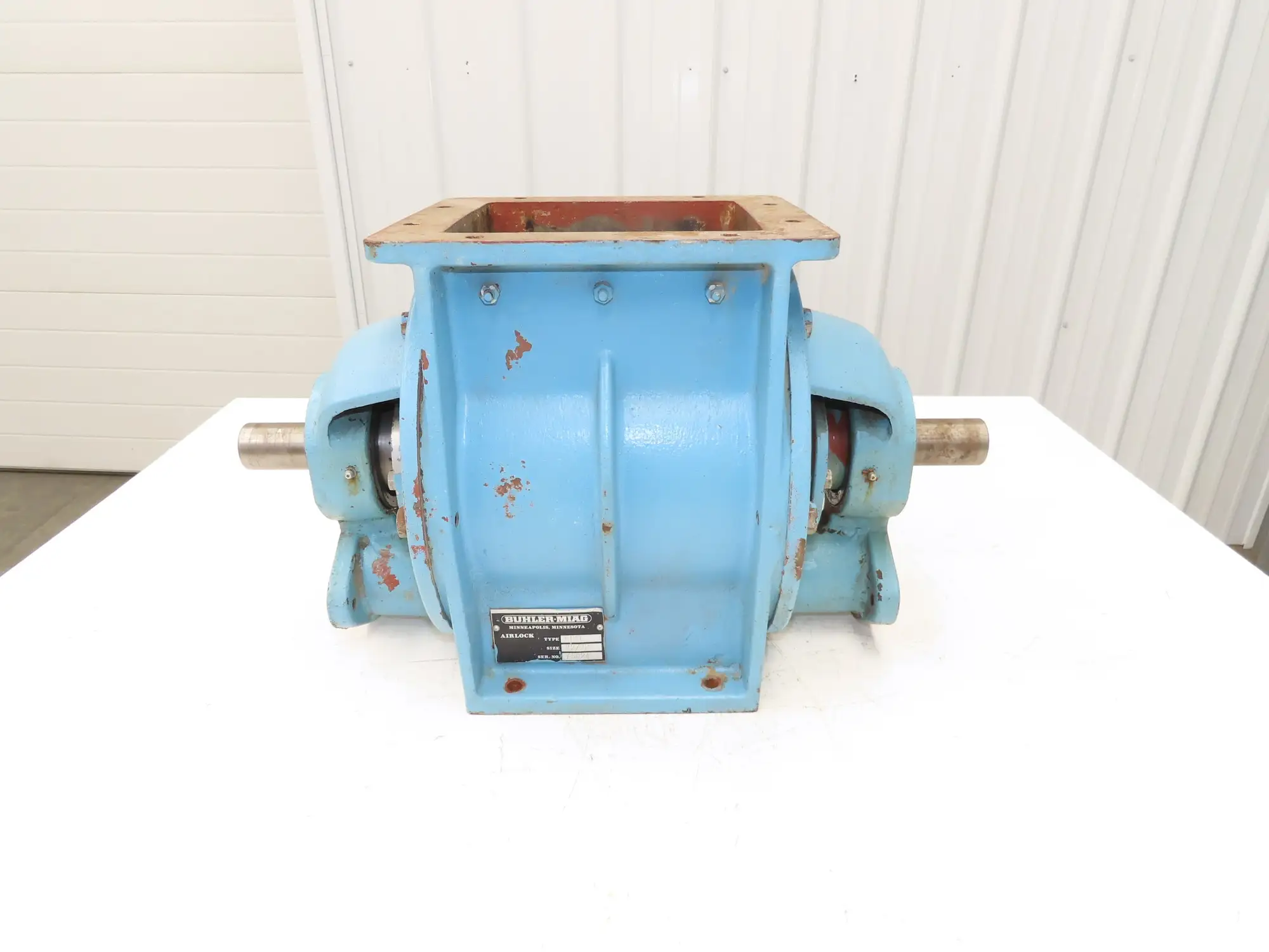 Buhler-Miag 22/22 MPSE Blow Thru Rotary Airlock Feeder Valve 8x8" Square Flange