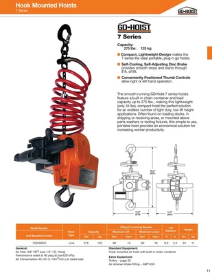 Hoist, Gardner-Denver, 275 Lbs.