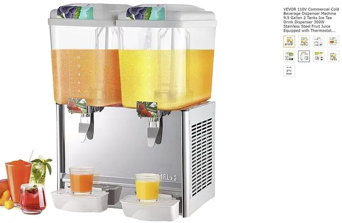 Double flavor refrigerated juice dispensers