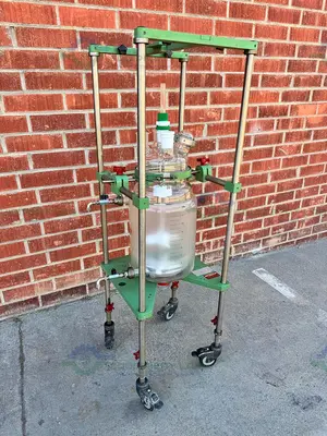 Used CHEMGLASS 20 LITER JACKETED GLASS REACTOR W/ STAND, IMPELLER Reactors California US | Equipment Lab #1394845