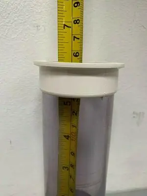 USED ACRYLIC 0.4 LITER CHROMATOGRAPHY BUBBLE TRAPS 2.5" X 6" W/ SANITARY FITS