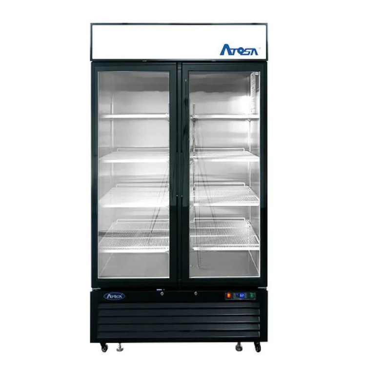 New | in-Stock Atosa New Atosa MCF8733GR Bottom Mount (2) Glass Door Merchandiser Refrigerator 28.5 Cu Ft - Black Display Refrigerators Illinois US | Falcon Restaurant Supply #1375445
