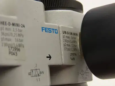 Festo LFR-D-5M-MINI Air Line Filter Regulator On/Off Valve Combo HEE-D-MINI-24