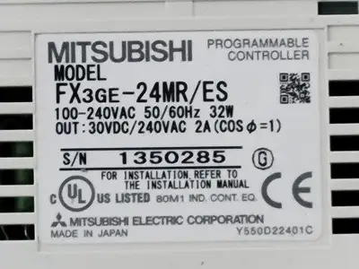 Used MITSUBISHI FX3GE-24MR/ES Misc Electrical & Power Parts British Columbia CA | Lenmark #327976