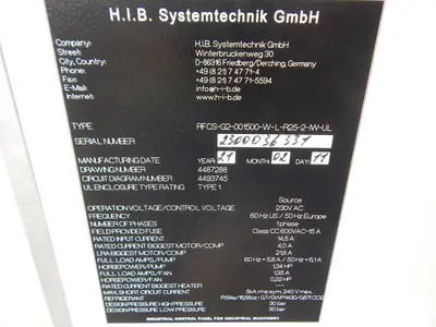 Used H.I.B. SYSTEMTECHNIC RFCS-G2-001500-W-L-R25-2-IW-UL Chillers Texas US | Aucto #1307242